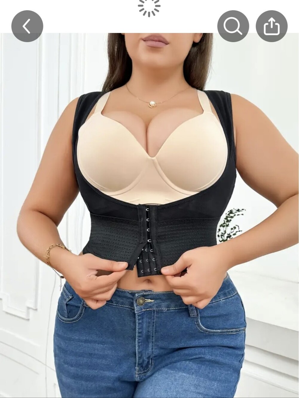 Black Waist Trainer Corset Top with Beige Bra Accent